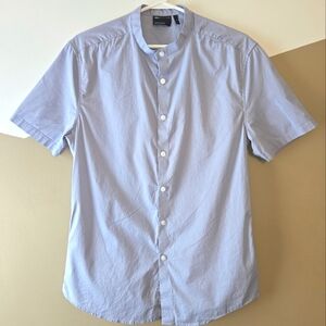 ASOS Design Men's Skinny Fit Shirt Grandad Collar Cornflower Blue Medium